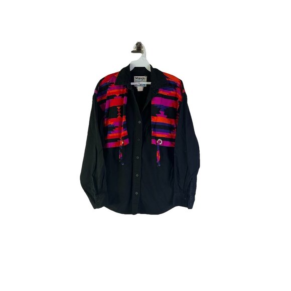 Vintage 80s Wrangler Rainbow Navajo Tassel Button Shirt Western - Picture 1 of 9